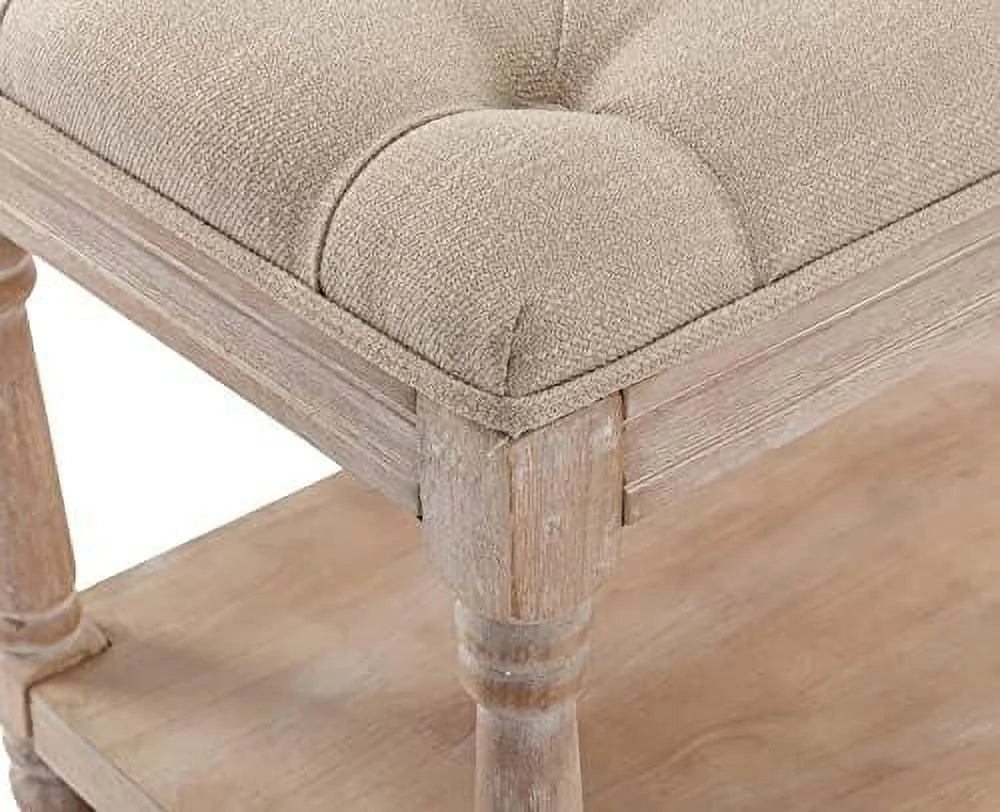 Black Tufted Wood Entryway Bench L8870