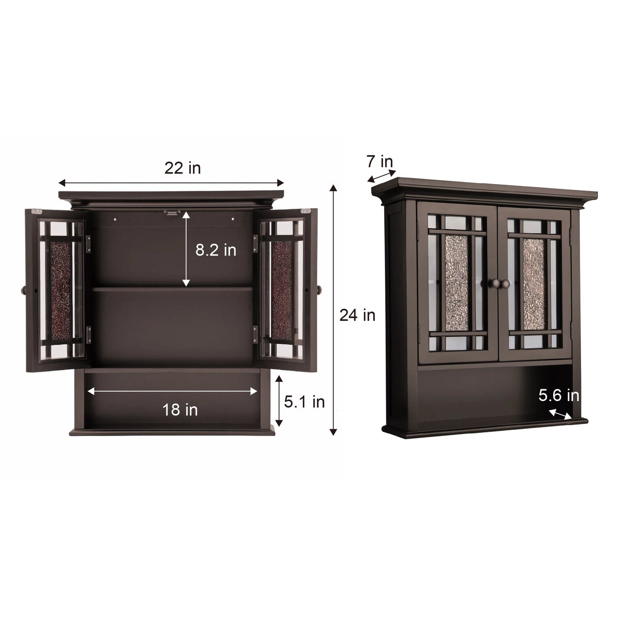 Wooden Wall Cabinet with Glass Mosaic Doors Q7136