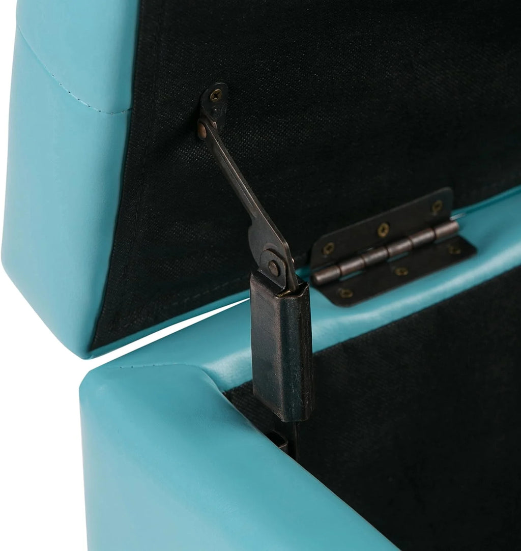 Soft Blue Tufted Faux Leather Lift Top Storage Ottoman I55996