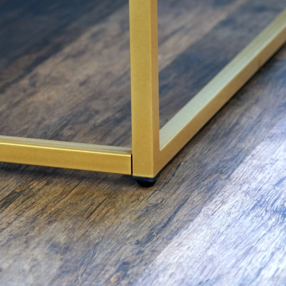 White Marble And Gold Square End Table with Metal Frame H531241