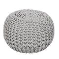 Round Cable Knitted Pouf Ottoman 18”x18”x14” Gray B986141