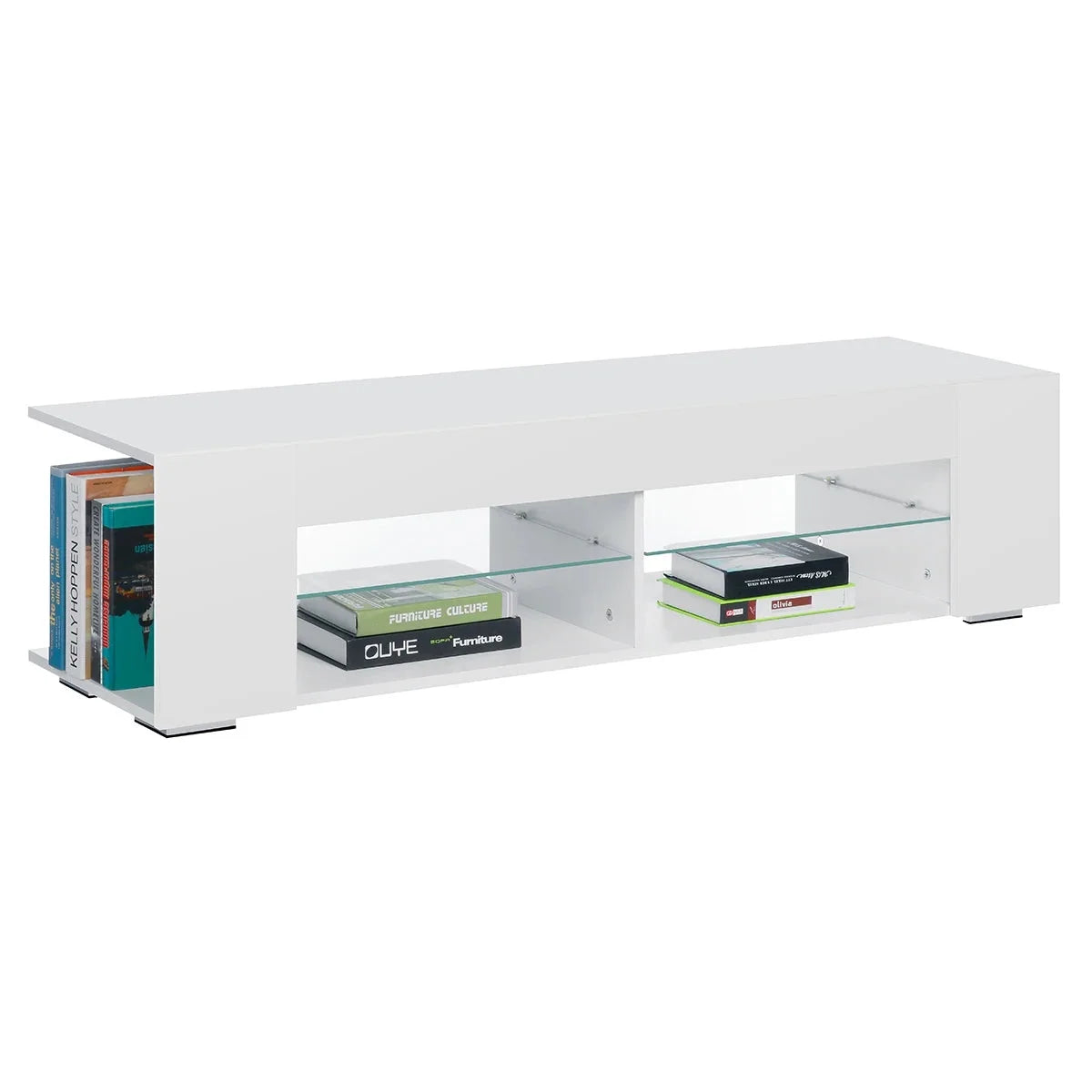 High Gloss 4-Shelf TV Stand with Bookshelves G54328