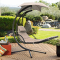 Hanging Curved Chaise Lounge Chair with Pillow, Canopy & Stand Z465
