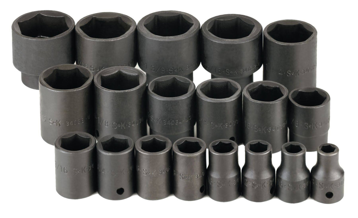19 Piece 1/2" Drive 6 Point SAE Impact Socket Set U5957