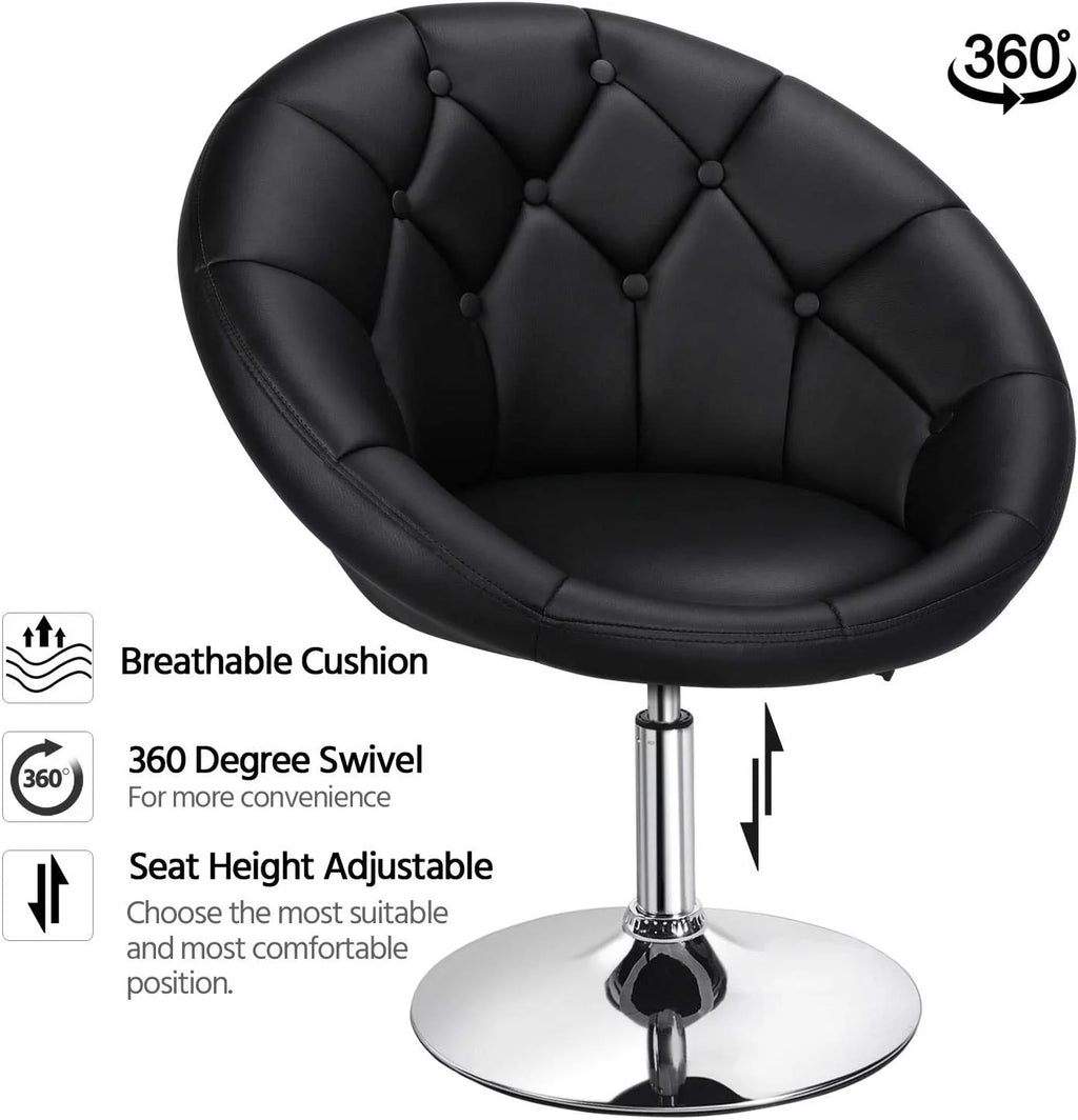 Adjustable Swivel Round Leather Chair with Wheels L659433
