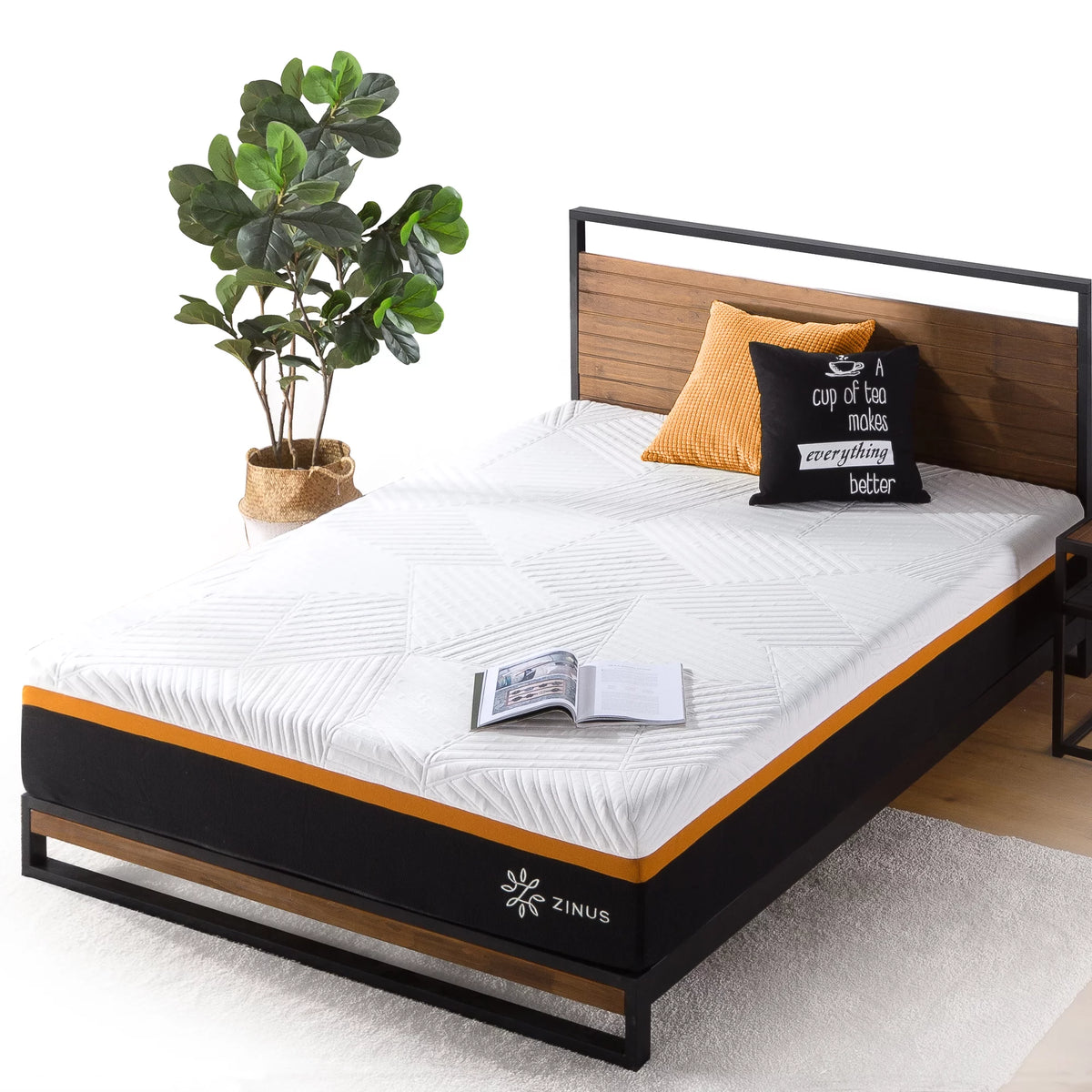 Queen Copper Memory Foam Pocket Spring Hybrid Mattress H525444