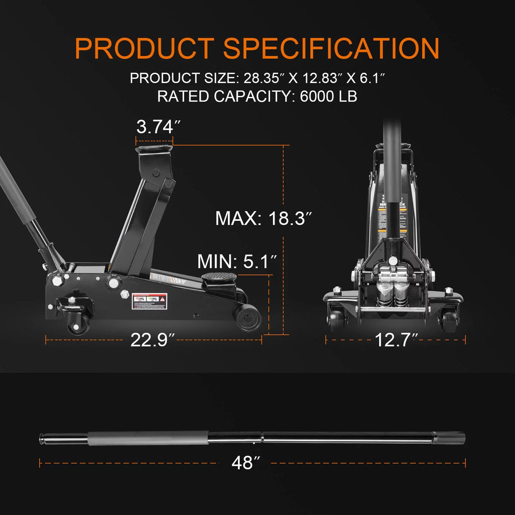 3 Ton Hydraulic Heavy Duty Steel Floor Jack I526077
