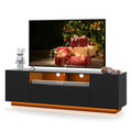 Black TV Stand with LED Lights and Storage Cabinet U855