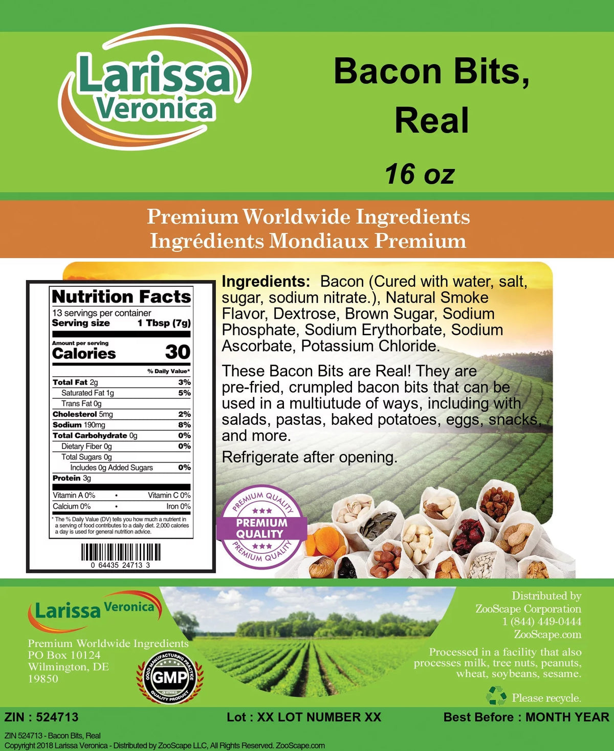 Bacon Bits 16 oz 3-Pack T6062