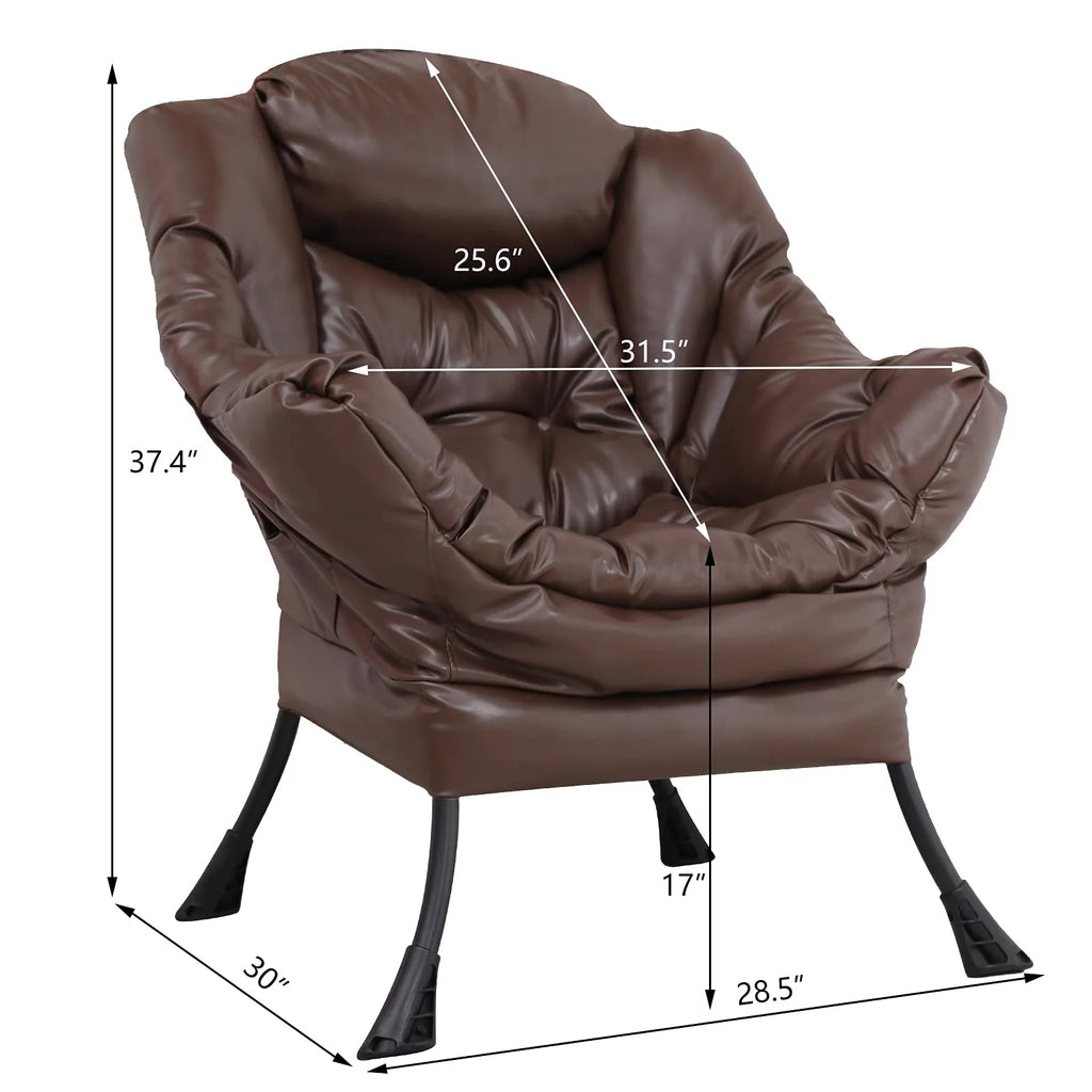 Brown PU Leather Reclining Armchair with Side Pocket V11228