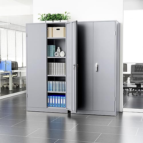 Black Metal Storage Cabinet with Doors and 4 Shelves M910