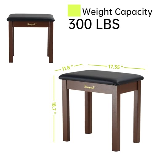 Solid Wood Padded Piano Bench with Storage X85461