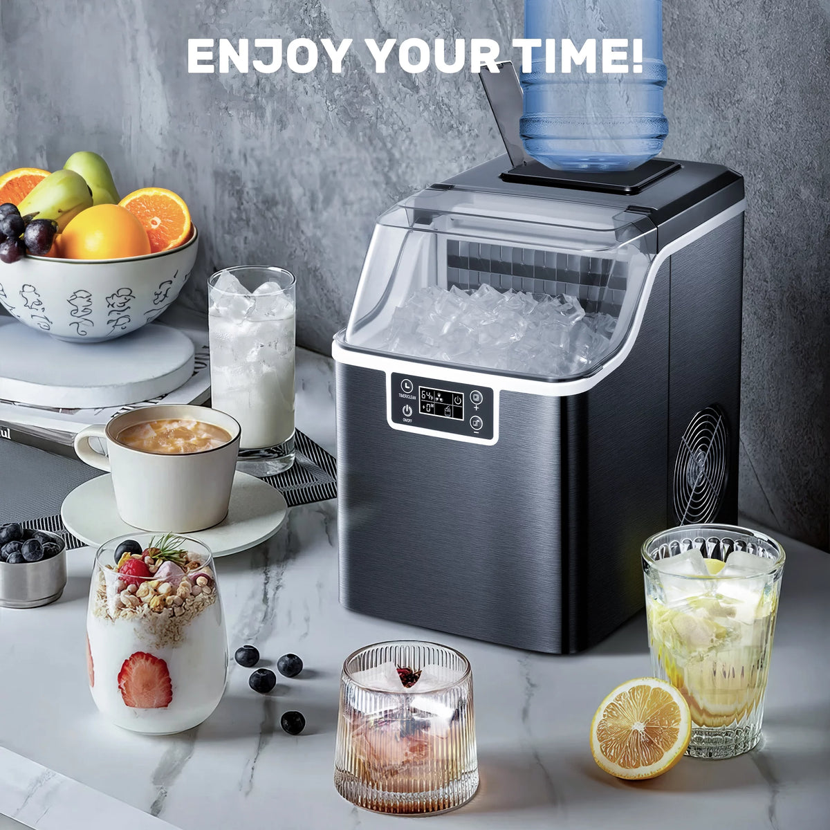 44Lbs/24H Self-Cleaning Countertop Ice Maker with Ice Scoop & Basket U4863