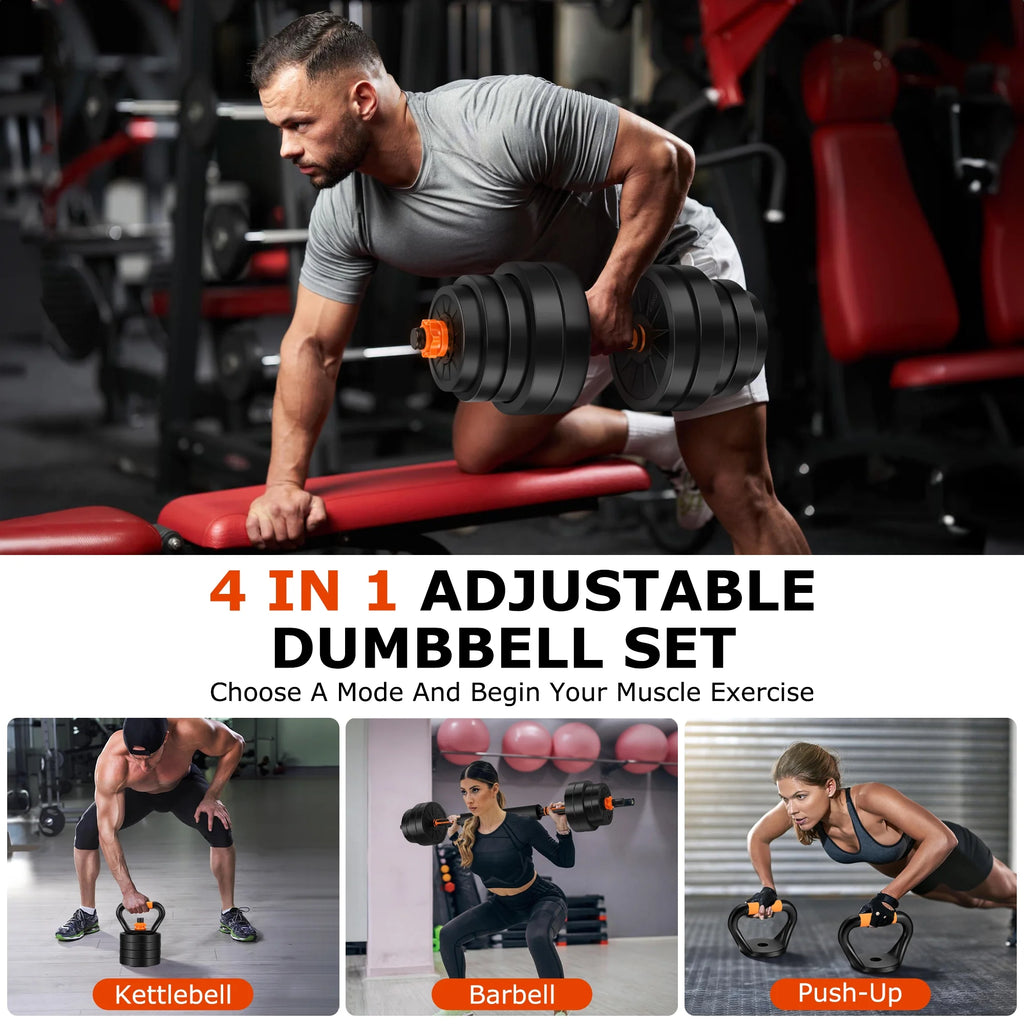66 Lbs Adjustable Dumbbell Set 4 in 1 Weight Set D63302